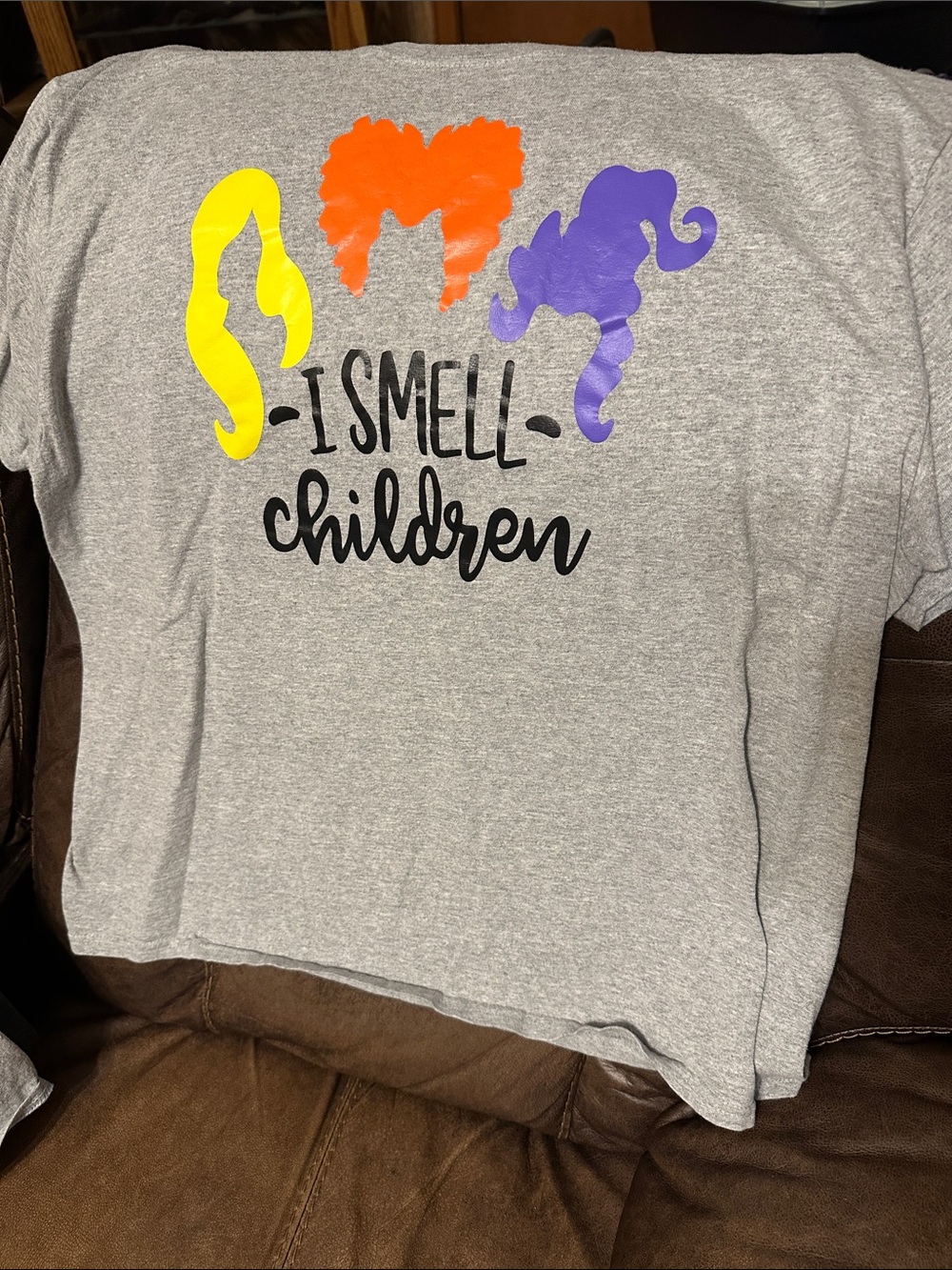 Gildan Gray Tee with Yellow, Orange & Purple Hocus Pocus Silhouettes
